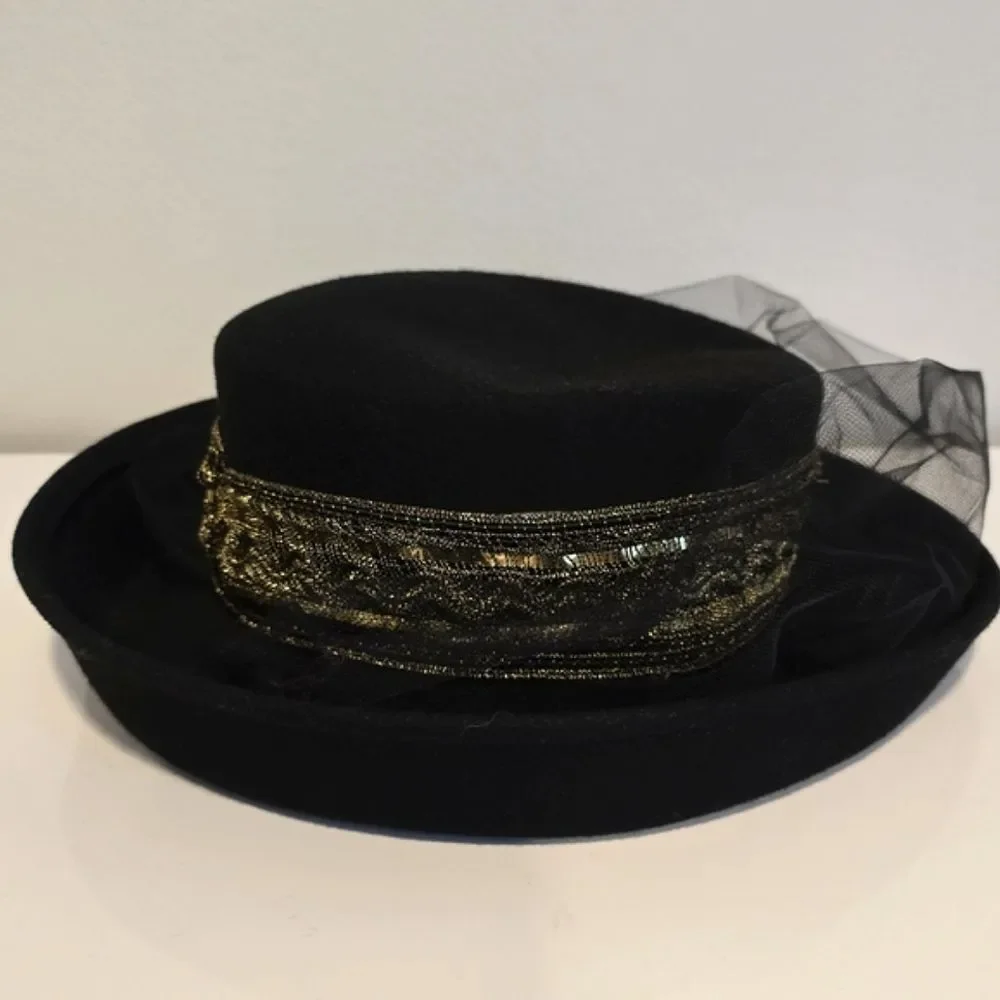 Vintage Bollman Black Wool Felt Church Derby Hat